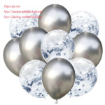 10 gaisa baloni - sudraba krāsa 