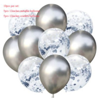 10 Balloons - metal silver