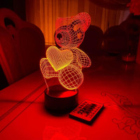 3D lampa Lācītis ar sirdi